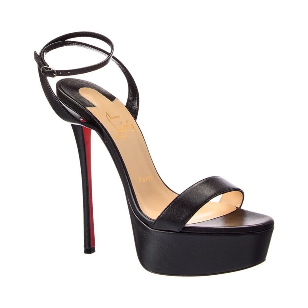 Christian Louboutin Loubi Queen Alta 150 Leather Platform Sandal, Black